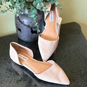 Steve Madden Blush Pink Suede Pointed-Toe Flats, 7